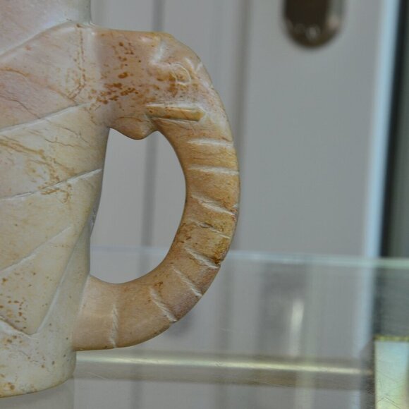 Vintage Carved Elephant Soapstone Mug - Picture 2 of 7